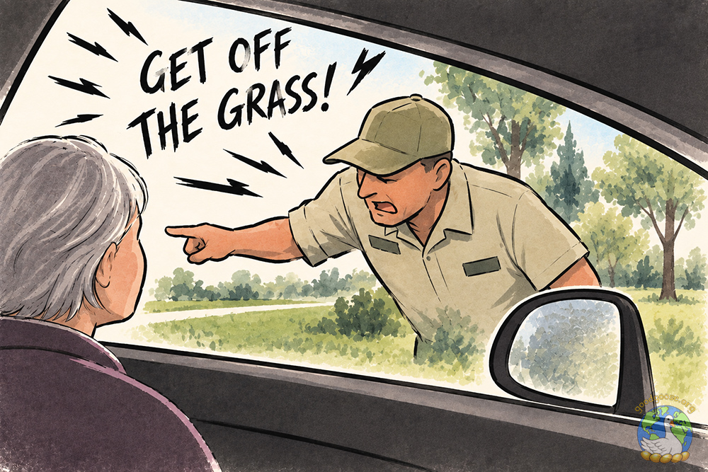 Yelling get off the grass